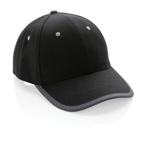 Impact AWARE™ 6 panel 280gr recycled katoen cap met bies Impact AWARE™ 6 panel 280gr recycled katoen cap met bies