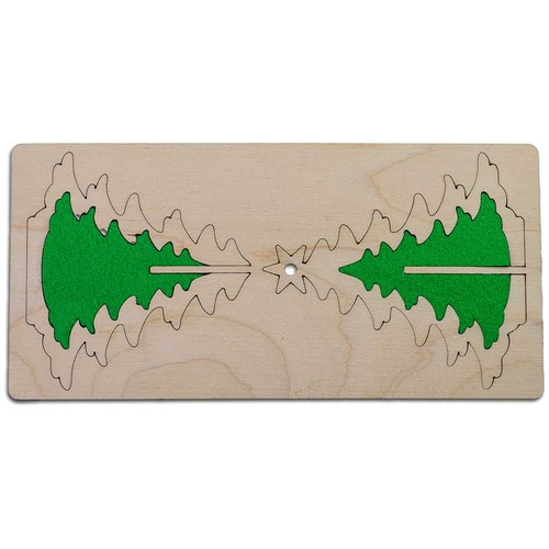 3D wooden-puzzle card  - fir tree wood-felt