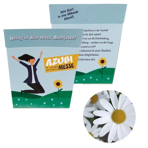 Carte POTTI - kit de graines (papier blanc) - Marguerite