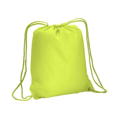 Fluorescent 210T polyester backpack with drawstring closure and reinforced corners