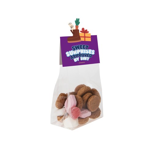 Block bag with header card in your own shape and 50 grams of candy