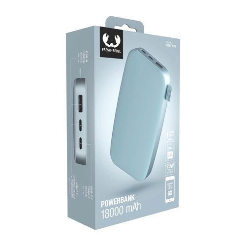 Fresh 'n Rebel Powerbank 18000 mAh USB-C Dusky Blue Fresh 'n Rebel Powerbank 18000 mAh USB-C Dusky Blue