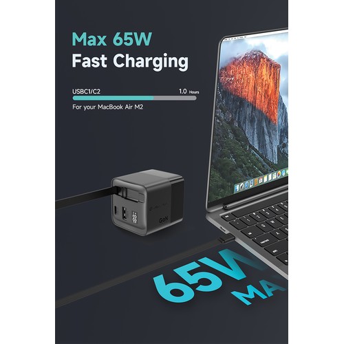 Urban Vitamin Mendocino 65W GaN charger retractable cable