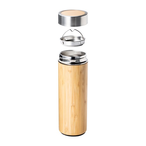 Insulated Flask with Stainless Steel and Bamboo with Tea Strainer RETUMBLER-ADAMUZ Insulated Flask with Stainless Steel and Bamboo with Tea Strainer RETUMBLER-ADAMUZ