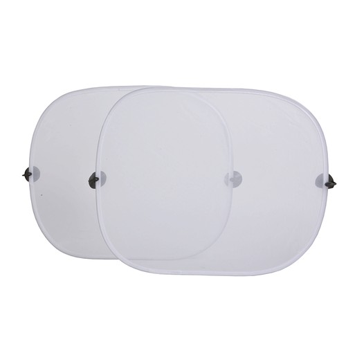 Pair of foldable, 4-sucker, anti-glare car window sun shades with PVC case