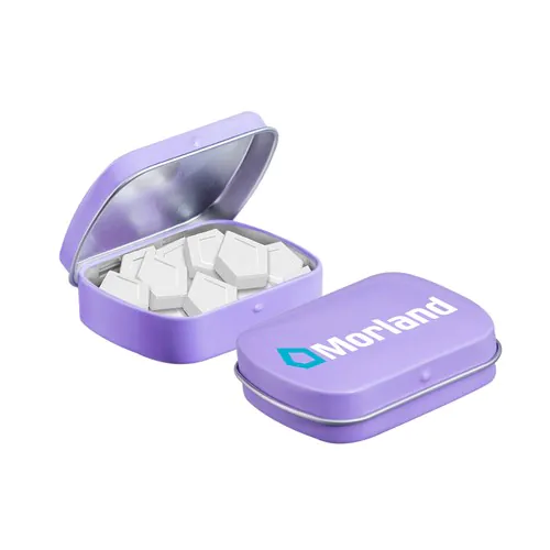Mini scharnierblikje met logo mints Mini scharnierblikje met logo mints