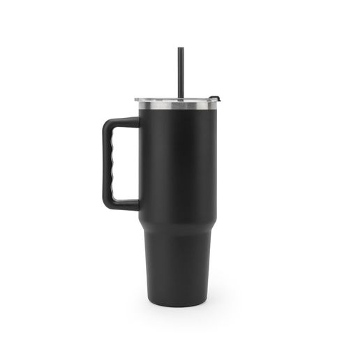 JOYNER XL. Grote roestvrijstalen reisbeker (91% gerecycled) met vacuüm geïsoleerde dubbele wand en een matte afwerking 1300 mL