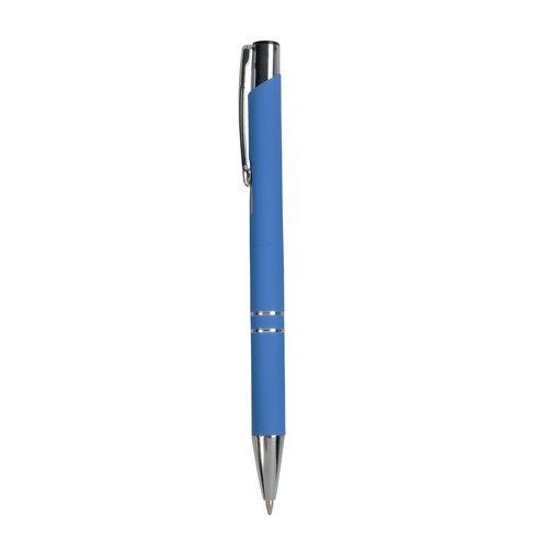 Aluminium snap pen with rubberised grip with 2 chrome trim rings Aluminium snap pen with rubberised grip with 2 chrome trim rings