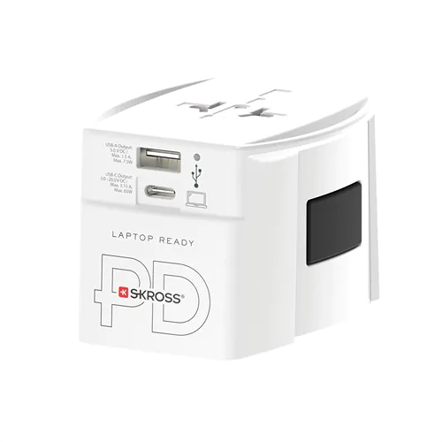 SKROSS MUV Wereldreisadapter 65W PD met USB C-kabel SKROSS MUV Wereldreisadapter 65W PD met USB C-kabel