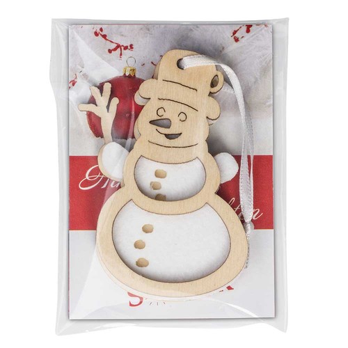 Wood-felt tag - Snowman in promotional bag