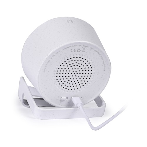 ALTAVOZ BLUETOOTH CON CARGADOR INALÁMBRICO EN PAJA DE TRIGO+ABS, BAMBÚ