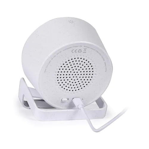 ALTAVOZ BLUETOOTH CON CARGADOR INALÁMBRICO EN PAJA DE TRIGO+ABS, BAMBÚ