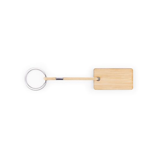 HOPPS. Rectangular bamboo keyring with PET cord