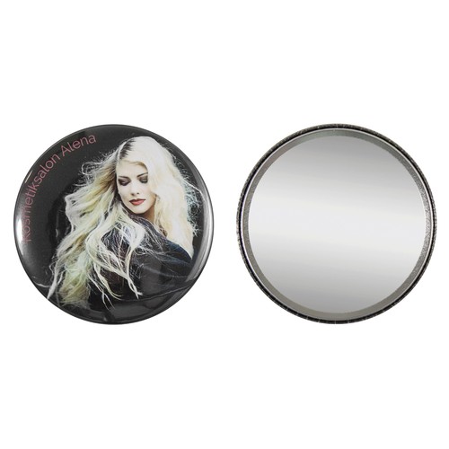 Metalen button 75mm met spiegel Metalen button 75mm met spiegel