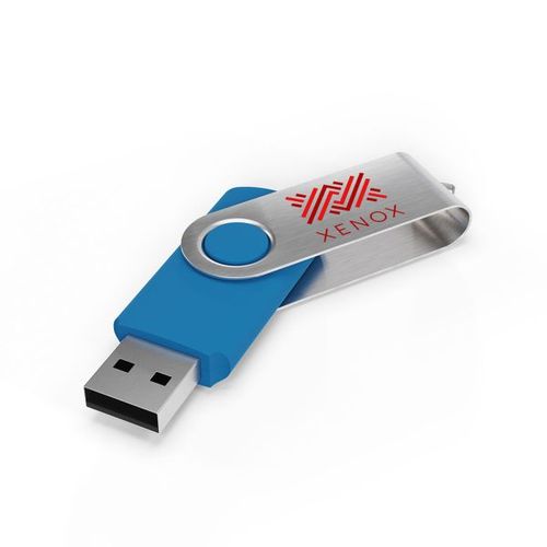 USB Stick Twister (Light Blue, 128GB 2.0, Print in full color frontside, Print in full color backside)
