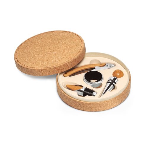 MORETO. Wine set with 4 pieces in wood and metal