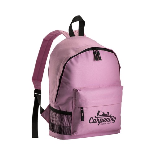 Mochila con bolsillo frontal y lateral de red. Mochila con bolsillo frontal y lateral de red.