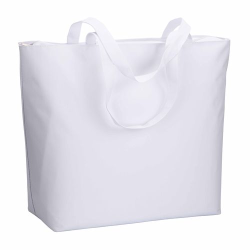 300D polyester beach bag  with long handles and zip closure