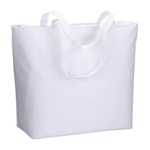300D polyester beach bag with long handles and zip closure