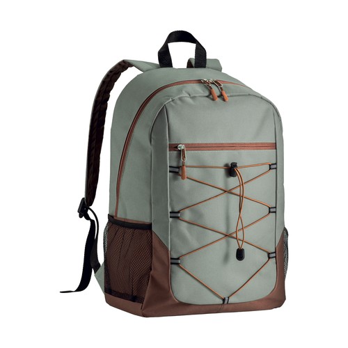 600D polyester 4-pocket backpack (two mesh side pockets). Padded straps and back 600D polyester 4-pocket backpack (two mesh side pockets). Padded straps and back