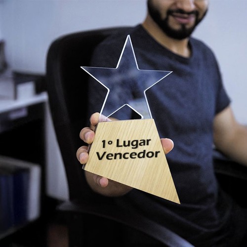 ACRYLIC TROPHY 8MM 14X20CM CUSTOMIZABLE WOOD FINISH ACRYLIC TROPHY 8MM 14X20CM CUSTOMIZABLE WOOD FINISH