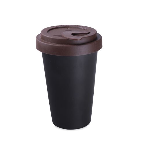 Becher Freedom Lock 280ml schwarz satiniert/braun