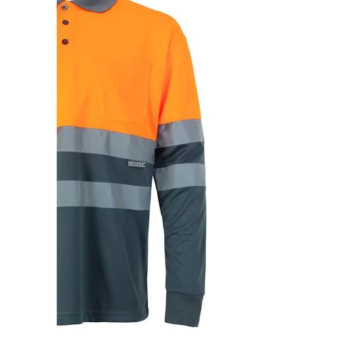 VL VULCAN. Polo bicolore (160g/m²) à manches longues, en polyester (100%) VL VULCAN. Polo bicolore (160g/m²) à manches longues, en polyester (100%)