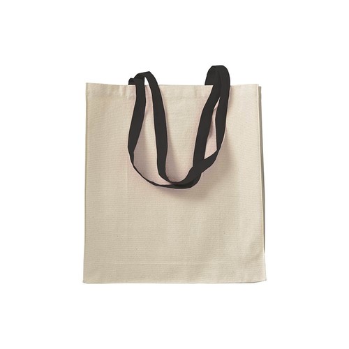 Bolsa de algodon naturel, asas largas de colores y fuelle Bolsa de algodon naturel, asas largas de colores y fuelle