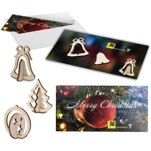 wooden-figure card - christmas ball
