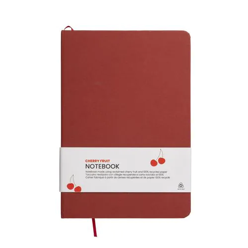 Carnet de notes avec couverture en résidus de fruits et fermeture élastique