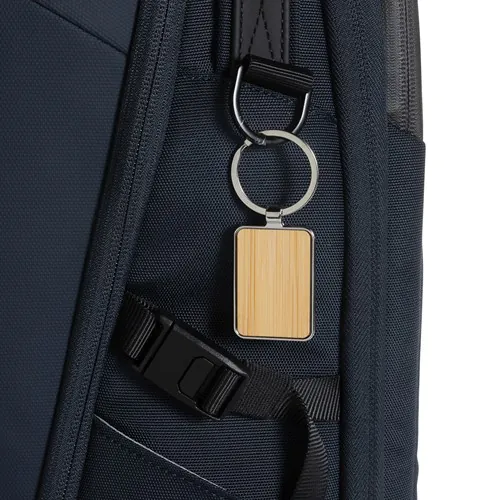 RCS recycled zinc alloy rectangle keychain with bamboo RCS recycled zinc alloy rectangle keychain with bamboo