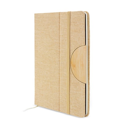 A5 notebook with hardcover and bamboo insert, can Paulonia