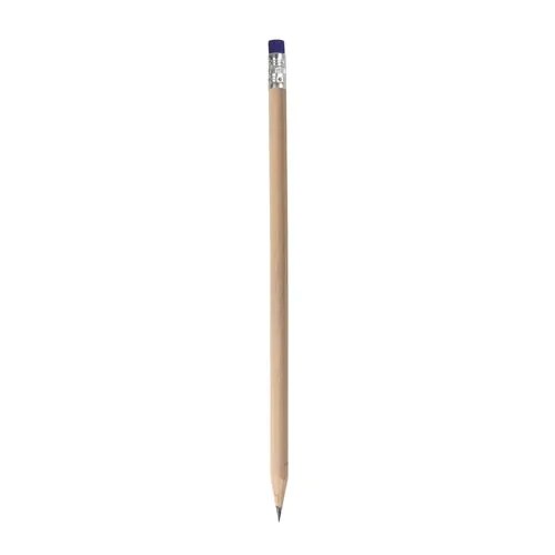 Crayon HB en bois naturel avec mine graphite avec gomme de couleur (trempée)