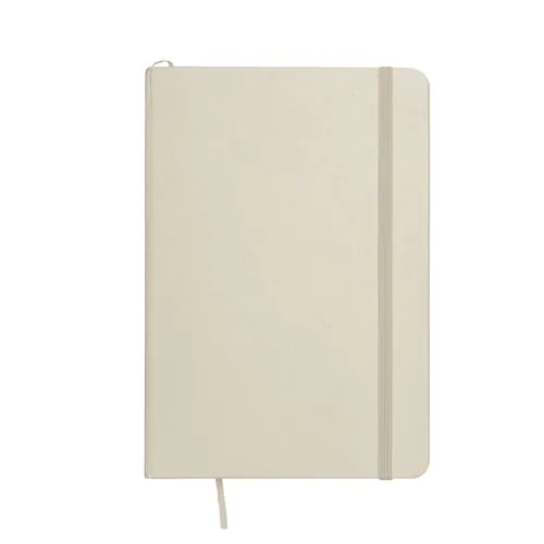 Quaderno con copertina realizzata con i residui di frutta ed elastico di chiusura