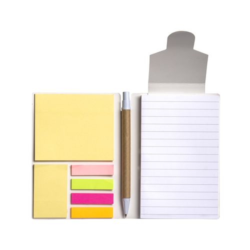 Paper notepad with rainbow cover, white ruled sheets, sticky notes and pen Paper notepad with rainbow cover, white ruled sheets, sticky notes and pen
