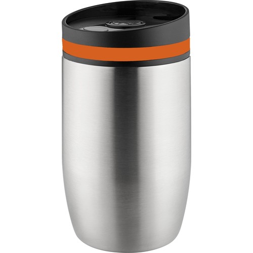 Metmaxx® "CremaOfficinaBudget" thermo mug silver/ring orange Metmaxx® "CremaOfficinaBudget" thermo mug silver/ring orange
