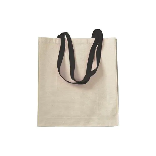 Bolsa de algodon naturel, asas largas de colores y fuelle Bolsa de algodon naturel, asas largas de colores y fuelle