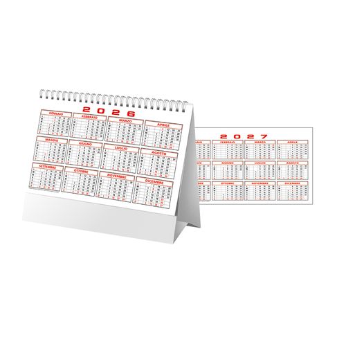 Calendario 2026 da tavolo mensile bicolore, 13 fogli su carta patinata opaca Calendario 2026 da tavolo mensile bicolore, 13 fogli su carta patinata opaca