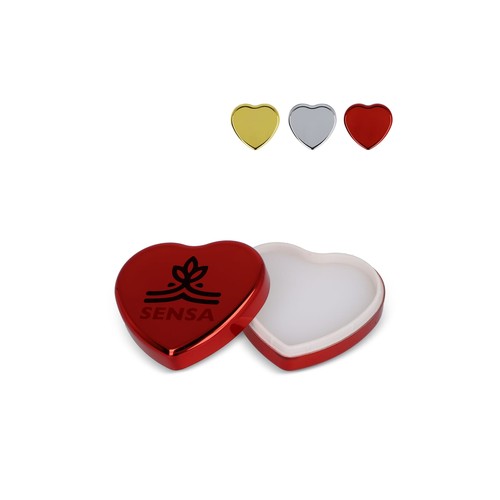 Balsamo in contenitore metallico piatto a forma di cuore Balsamo in contenitore metallico piatto a forma di cuore