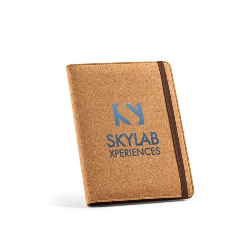 Cartella A5 Kafka in sughero. 64 fogli FSC e elastico