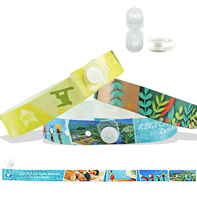 Recycled P. E. T. Satin Wristbands with with button clip closure, Zurich Recycled P. E. T. Satin Wristbands with with button clip closure, Zurich