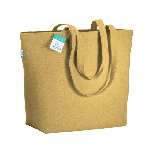 Tote-bag avec soufflet à la base en coton recyclé 280 g/m2, anses longues Tote-bag avec soufflet à la base en coton recyclé 280 g/m2, anses longues