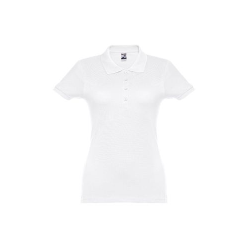 THC EVE WH. Polo da donna a maniche corte con cintura in cotone cardato