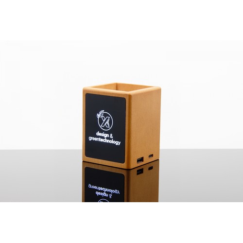 hub wooden pencil holder
