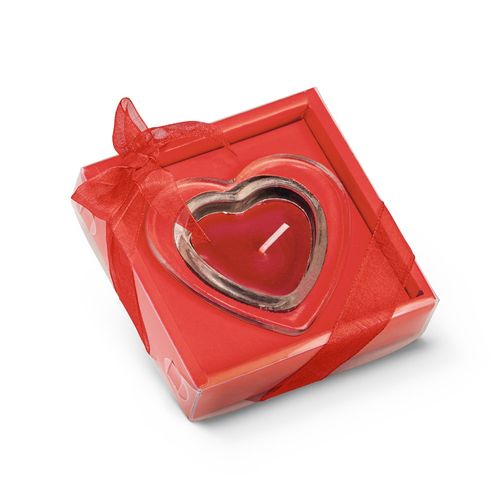 SWEET. Bougie en forme de coeur et base en verre SWEET. Bougie en forme de coeur et base en verre