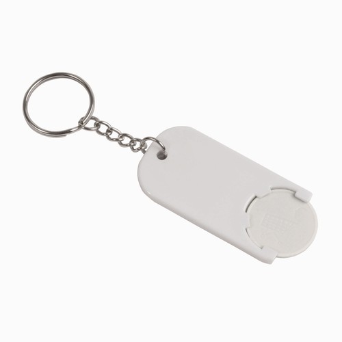 Plastic key ring with shopping trolley token Plastic key ring with shopping trolley token