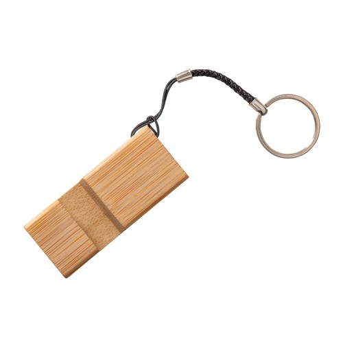 Rectangular bamboo keychain with mobile phone stand Rectangular bamboo keychain with mobile phone stand