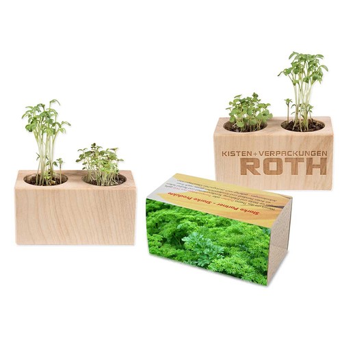 Pflanz-Holz 2er Set mit Samen - Petersilie Pflanz-Holz 2er Set mit Samen - Petersilie