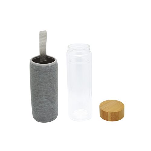 Bouteille en verre double paroi 'Ocha', 400ml, housse néoprène Bouteille en verre double paroi 'Ocha', 400ml, housse néoprène