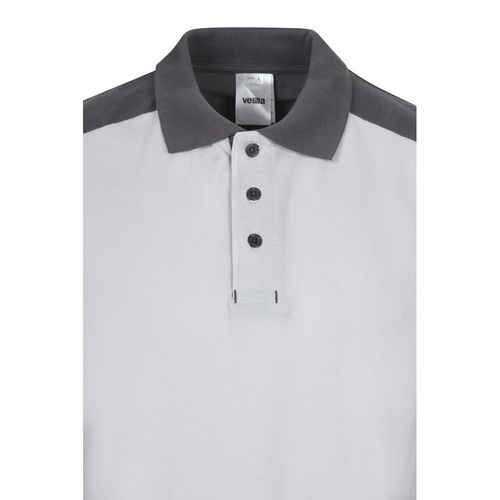 VL VELES. Polo piqué bicolore stretch (200g/m²), manches courtes, en polyester (96%) et élasthanne (4%)